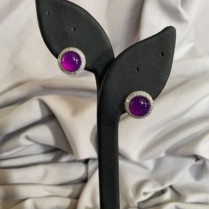 Judith Ripka Purple Button Earrings